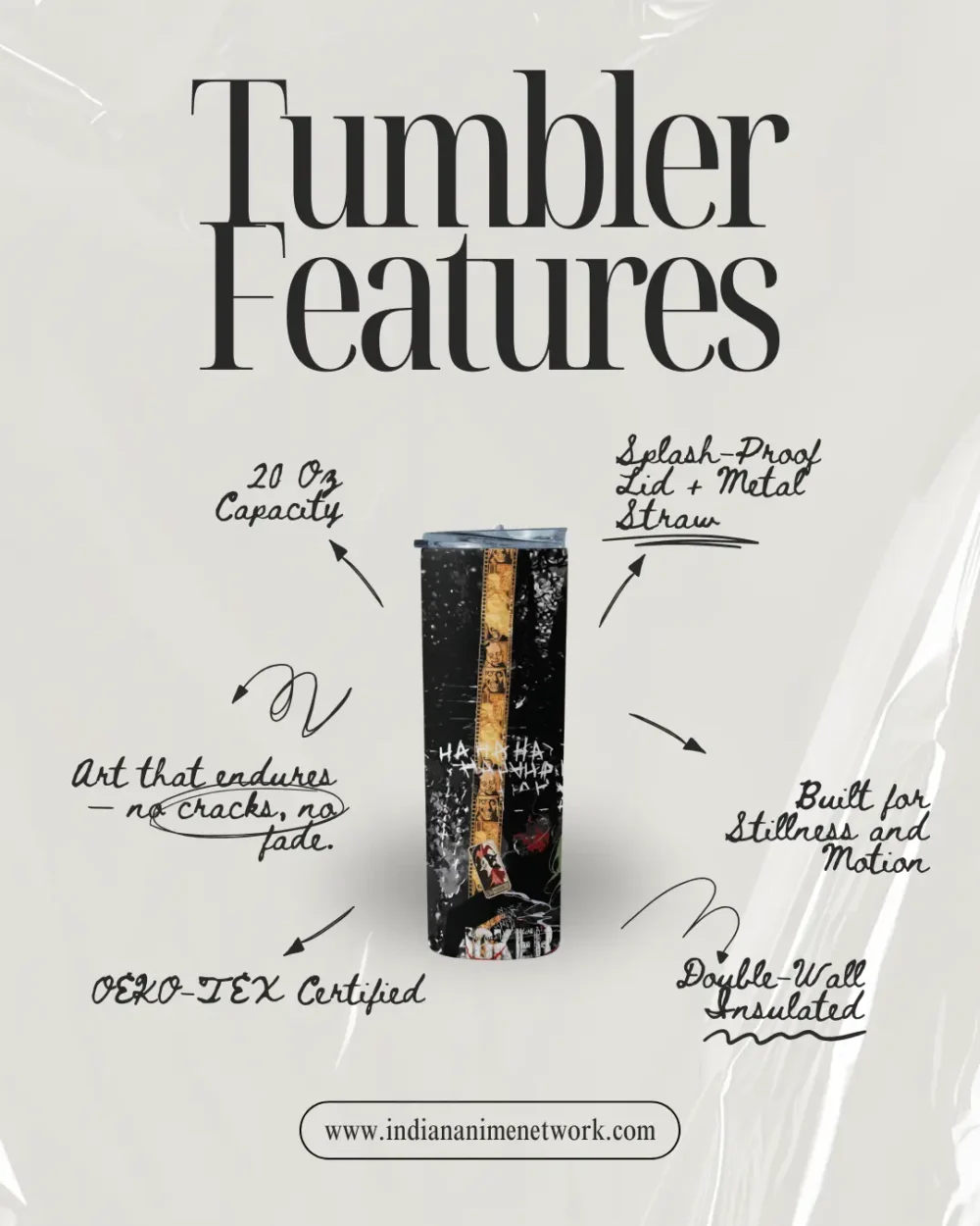 Laughing Fracture Premium Tumbler (IAN x The Joker Quotes Collab)