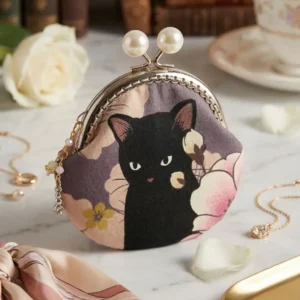 The Kuro Neko & Flora Pearl Gamaguchi Pouch (Limited Pre-Order)