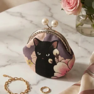 The Kuro Neko & Flora Pearl Gamaguchi Pouch (Limited Pre-Order)