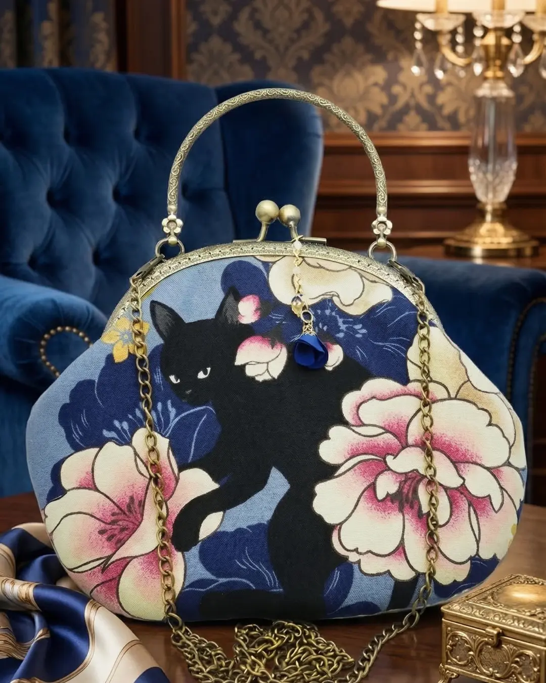 Kuro Neko Gamaguchi Shoulder Bag