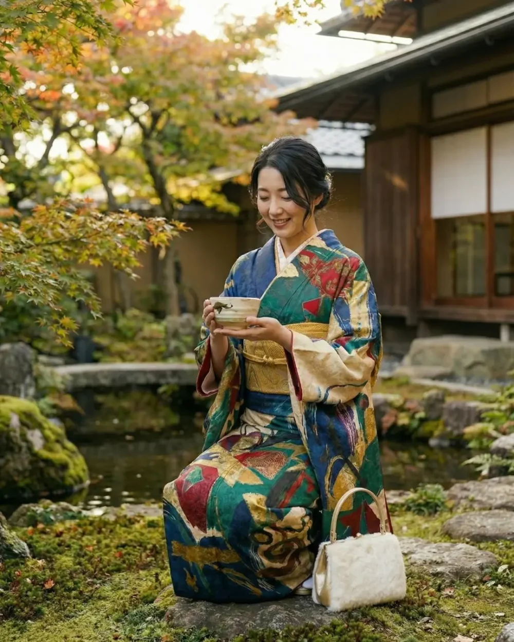 The Kyoto Yuzen "Avant-Garde" Wool Canvas Kimono