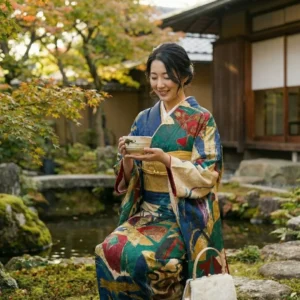 The Kyoto Yuzen "Avant-Garde" Wool Canvas Kimono