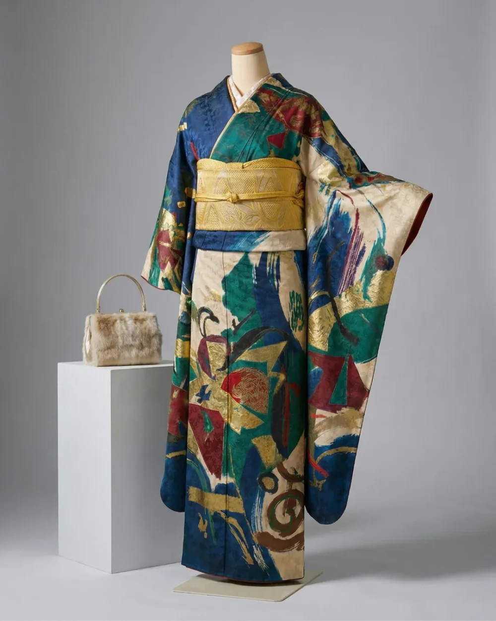 The Kyoto Yuzen "Avant-Garde" Wool Canvas Kimono