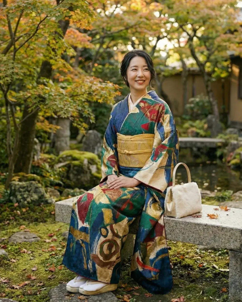 The Kyoto Yuzen "Avant-Garde" Wool Canvas Kimono