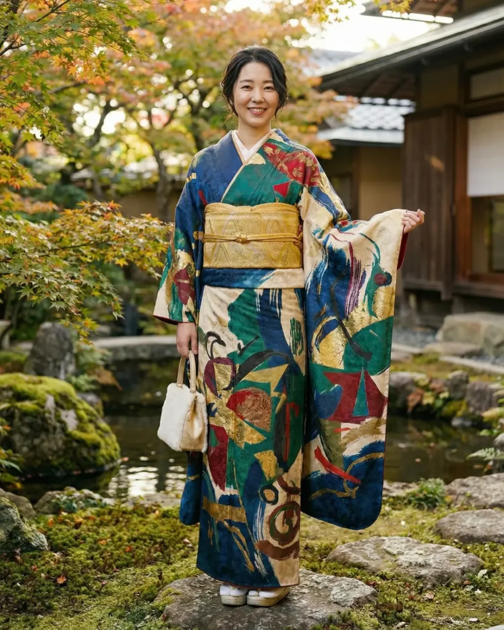 The Kyoto Yuzen "Avant-Garde" Wool Canvas Kimono