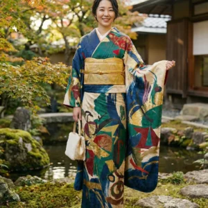 The Kyoto Yuzen "Avant-Garde" Wool Canvas Kimono