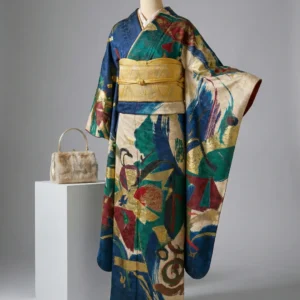 The Kyoto Yuzen "Avant-Garde" Wool Canvas Kimono