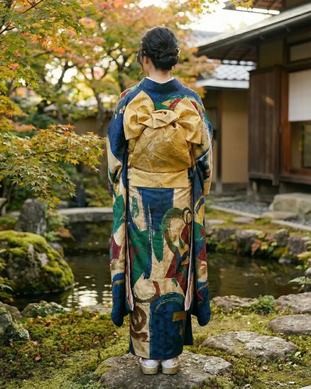 The Kyoto Yuzen "Avant-Garde" Wool Canvas Kimono