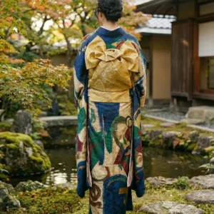 The Kyoto Yuzen "Avant-Garde" Wool Canvas Kimono