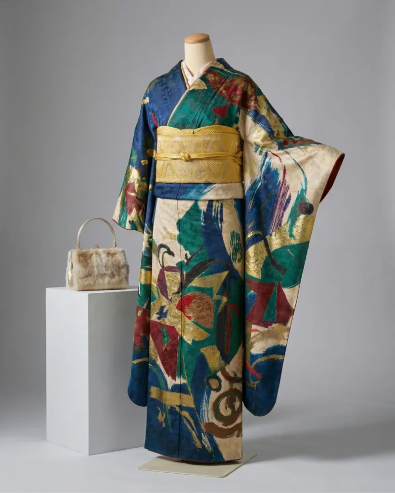 The Kyoto Yuzen "Avant-Garde" Wool Canvas Kimono