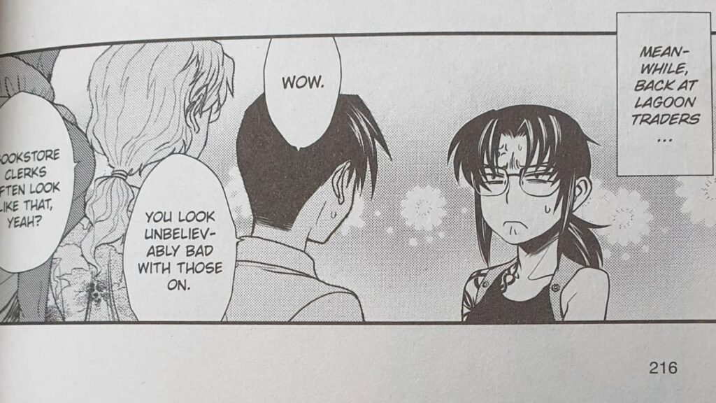 Revy with Glasses in Black Lagoon which is quite rare to see kinda heartwarming to see